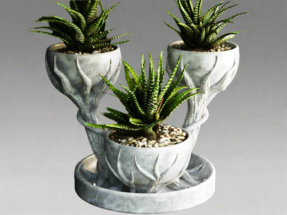 Three Cups Flower Pot – Unique Multi-Planter 3D Printed Decorative Vase