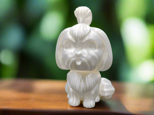 Elegant White Shih Tzu Sculpture: Decorative Dog Art