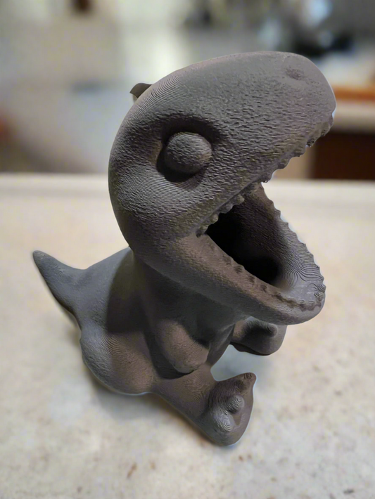 Grey Cartoon T-Rex Pencil Holder: Cute Desk Organizer
