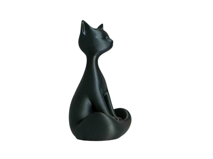 Sleek Black Cat Sculpture