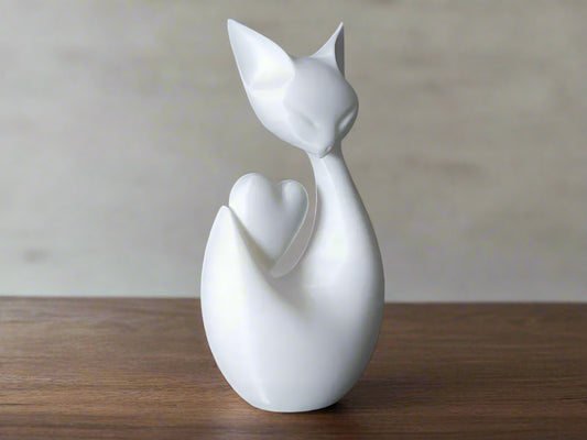 Romantic Cat Figurine with Heart