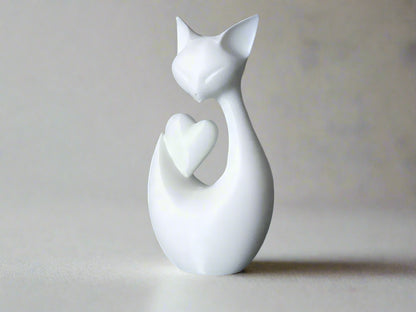 Romantic Cat Figurine with Heart