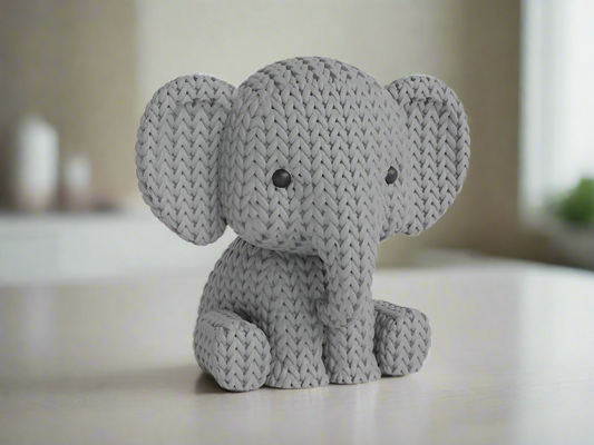 Knitted Elephant Figurine: Cute Gray Decor