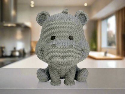 Hippo Sculpture Showpiece for Home Decor | Knitted Gray Hippo Figurine India