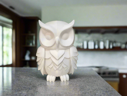 Abstract White Owl Statue: Unique Shelf Accent