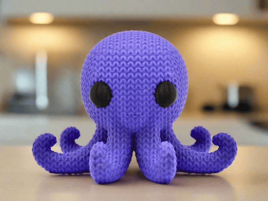 Knitted Octopus Figurine: Cute Purple Desk Decor
