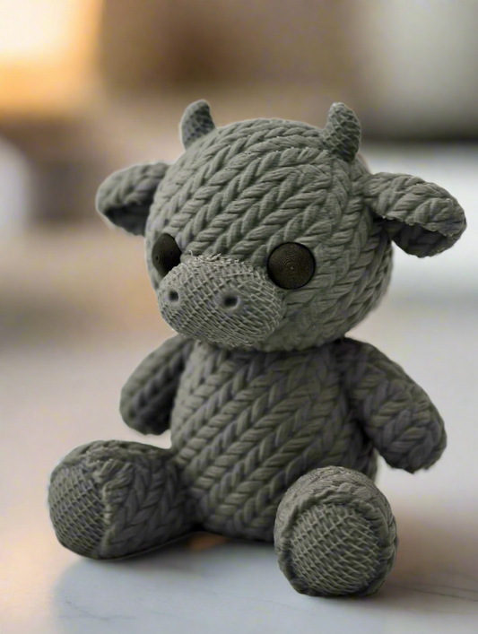 Knitted Cow Figurine -Gray Decor