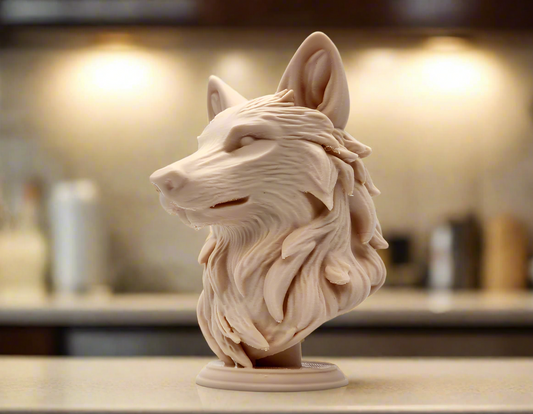 Wolf Bust on Pedestal
