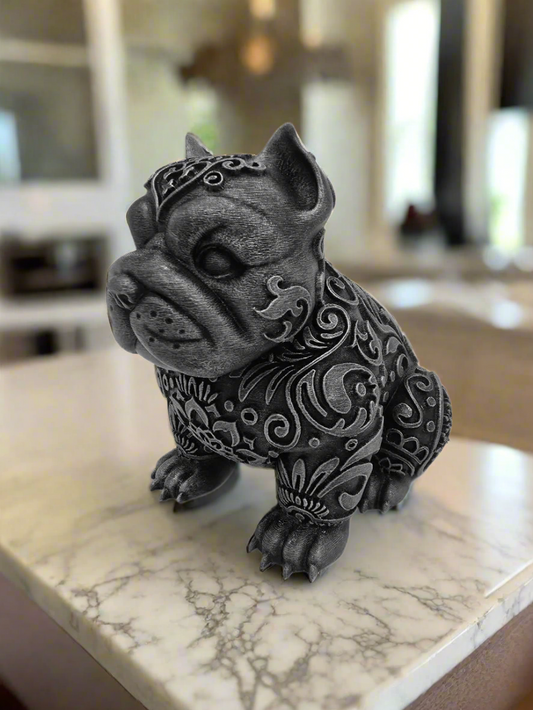 Patterned American Bully Statue: Modern Home Decor