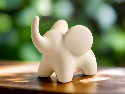 Elephant Sculpture Set for Luck & Success | White Animal Figurines for Home Decor India (Set of 2)