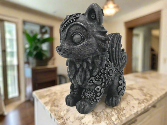 Modern Gear Husky Figurine: Unique Pet Accent