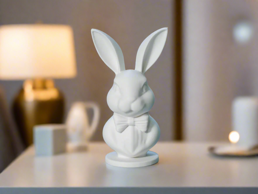 Regal Rabbit – Bow-Tied Bust Sculpture – Celestial Crafts