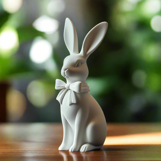 Elegant White Rabbit Figurine with Bow
