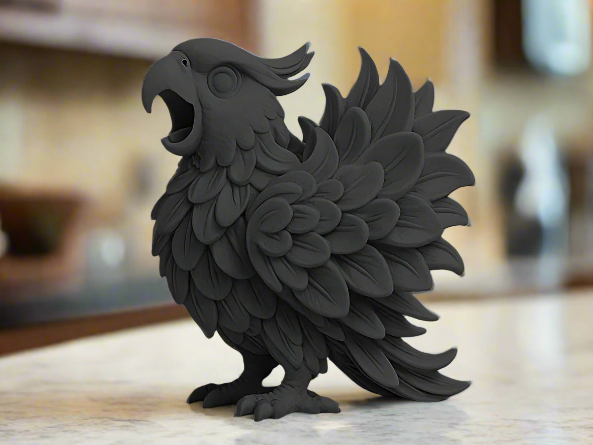 Screaming Parrot Figurine: Unique Bird Decor