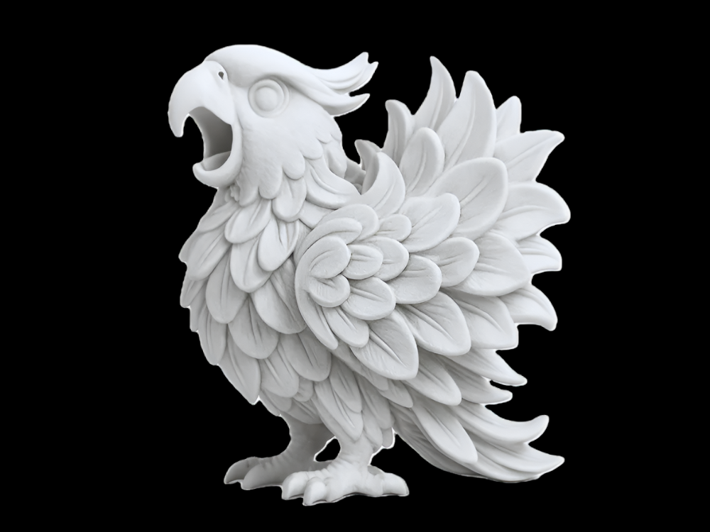 White Screaming Parrot Figurine: Unique Bird Decor