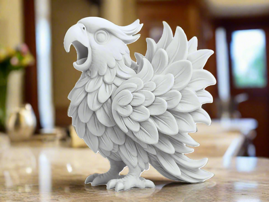 White Screaming Parrot Figurine: Unique Bird Decor
