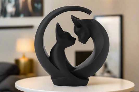 Moonlit Cat Embrace – Graceful 3D Sculpture