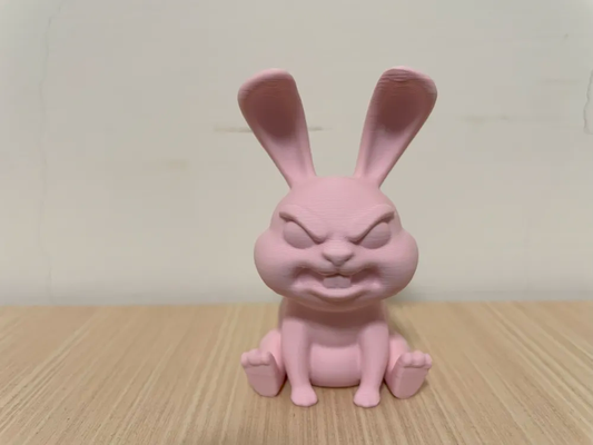 Pink and Grey Angry Bunny Figurines: Funny Easter Decor