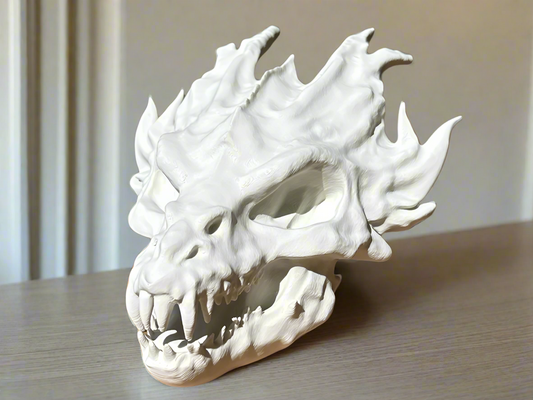 Unique White Dragon Skull Statue: Gothic Home Accent