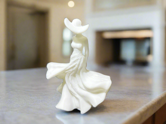 Elegant White Lady Figurine: Flowing Dress Home Decor India
