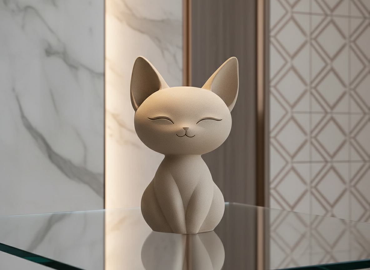 Peaceful Sitting Cat Figurine — Minimalist Animal Accent
