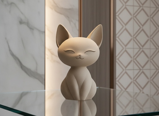 Peaceful Sitting Cat Figurine — Minimalist Animal Accent
