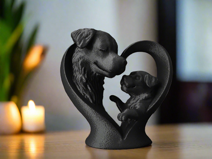Dog Sculpture Showpiece for Home Decor | Mother Dog with Puppy Heart India