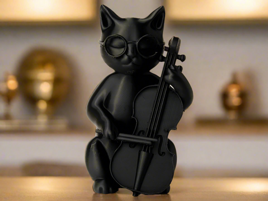 Musician Cat Figurine For Cozy Decor Cat Lovers