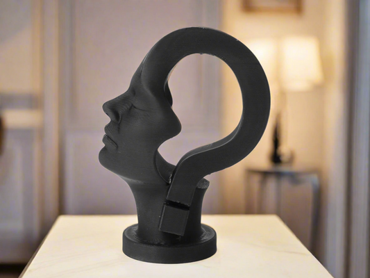 Question Mark Head Sculpture Abstract Art