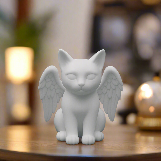 Winged Guardian Cat Decor Accent