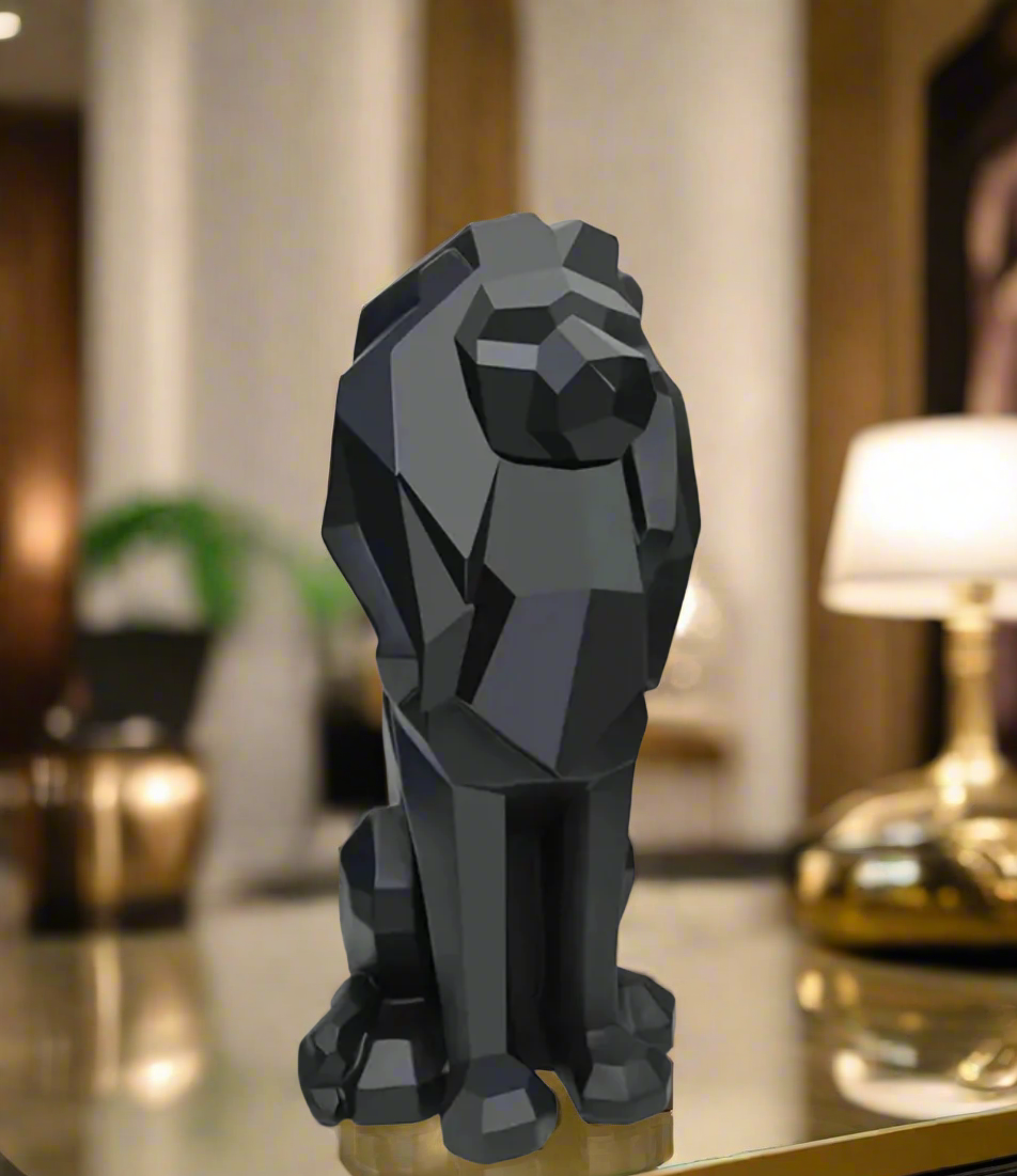 Modern Lion Sculpture  Bold Home Accent