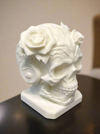 Skull with Roses Sculpture Showpiece for Home Decor | Gothic Skull Flower India