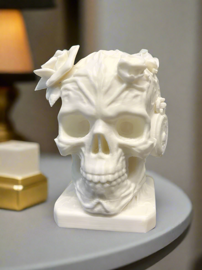 Skull with Roses Sculpture Showpiece for Home Decor | Gothic Skull Flower India