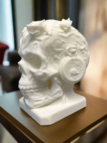 Skull with Roses Sculpture Showpiece for Home Decor | Gothic Skull Flower India