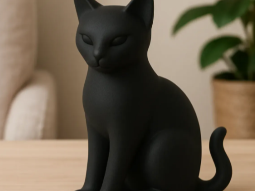 Cat Statue Minimalist Black