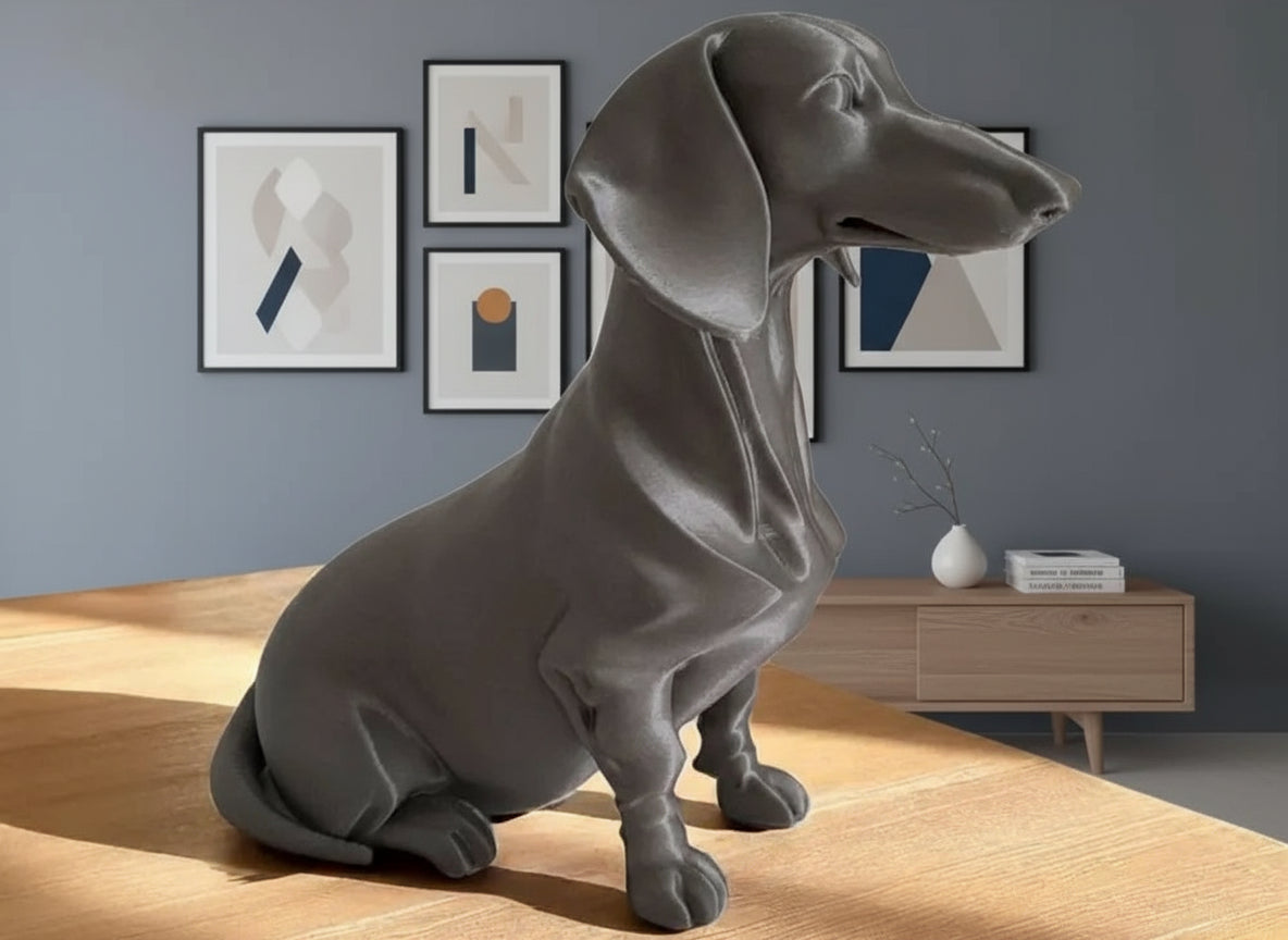 Playful Dachshund Figurine – Modern Minimalist Dog Sculpture