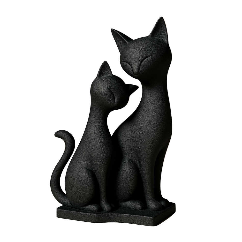 Cats Harmony Sculpture – Duo Cat Home Decor Figurine | Elegant Shelf Accent & Gift for Indian Families