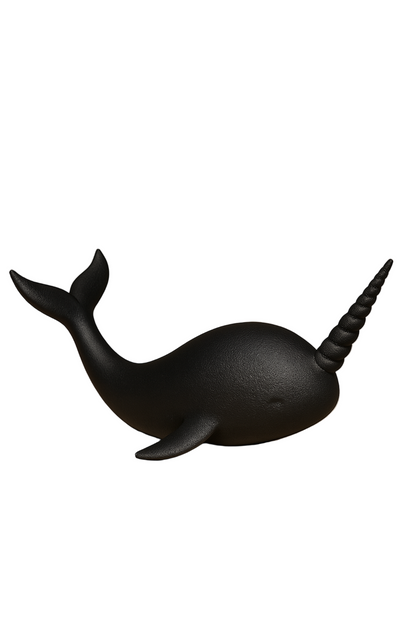 Black Narwhal Sculpture for Home Decor | Elegant Sea Creature Showpiece for India