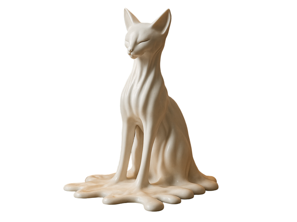 Melting Cat Statue – Abstract Surreal Home Decor Figurine | Unique Accent & Gift for Indian Cat Lovers