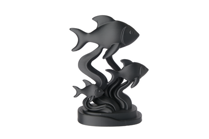 Graceful Fish Trio Sculpture – Underwater Elegance in Matte Black