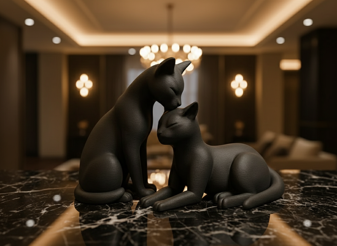 Affectionate Cat Pair – Minimalist Companionship Figurines