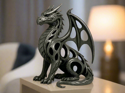 Ghostly Dragon Figurine | Ethereal Fantasy Showpiece | Black Premium Sculpture