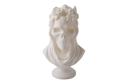 Veiled Autumn Skull Bust | Gothic Elegance | Seasonal Decay Art