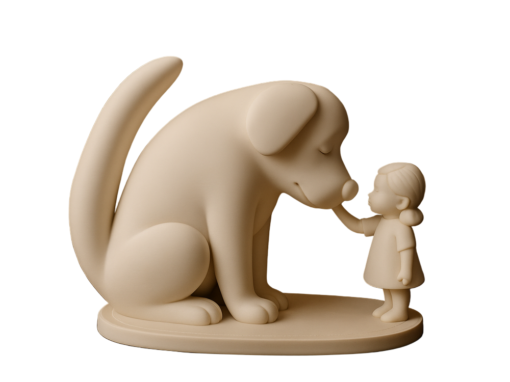 Dog Girl Figurine — Symbolic Friendship Sculpture