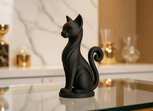 Elegant Black Cat Figurine – Minimalist Modern Home Decor