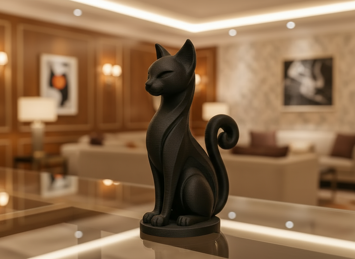 Decorative Black Cat Figurine – Modern Tabletop Accent & Artistic Showpiece | Elegant Indian Shelf Decor & Gift