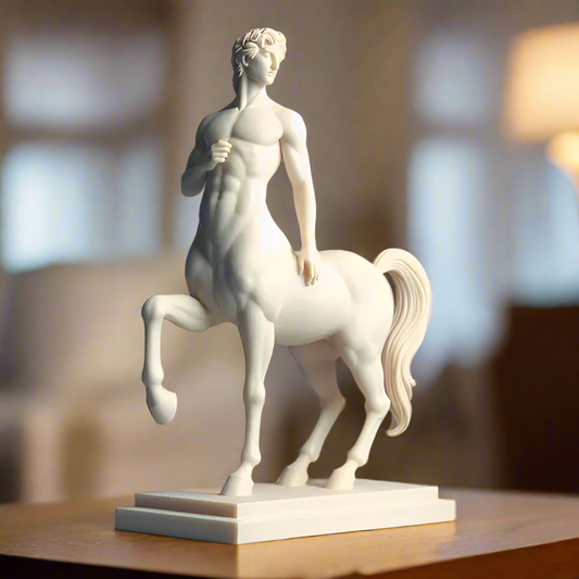 Classical White Centaur Statue on Pedestal