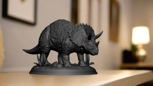 Horned Dino Sculpture – Triceratops Model for Home & Desk