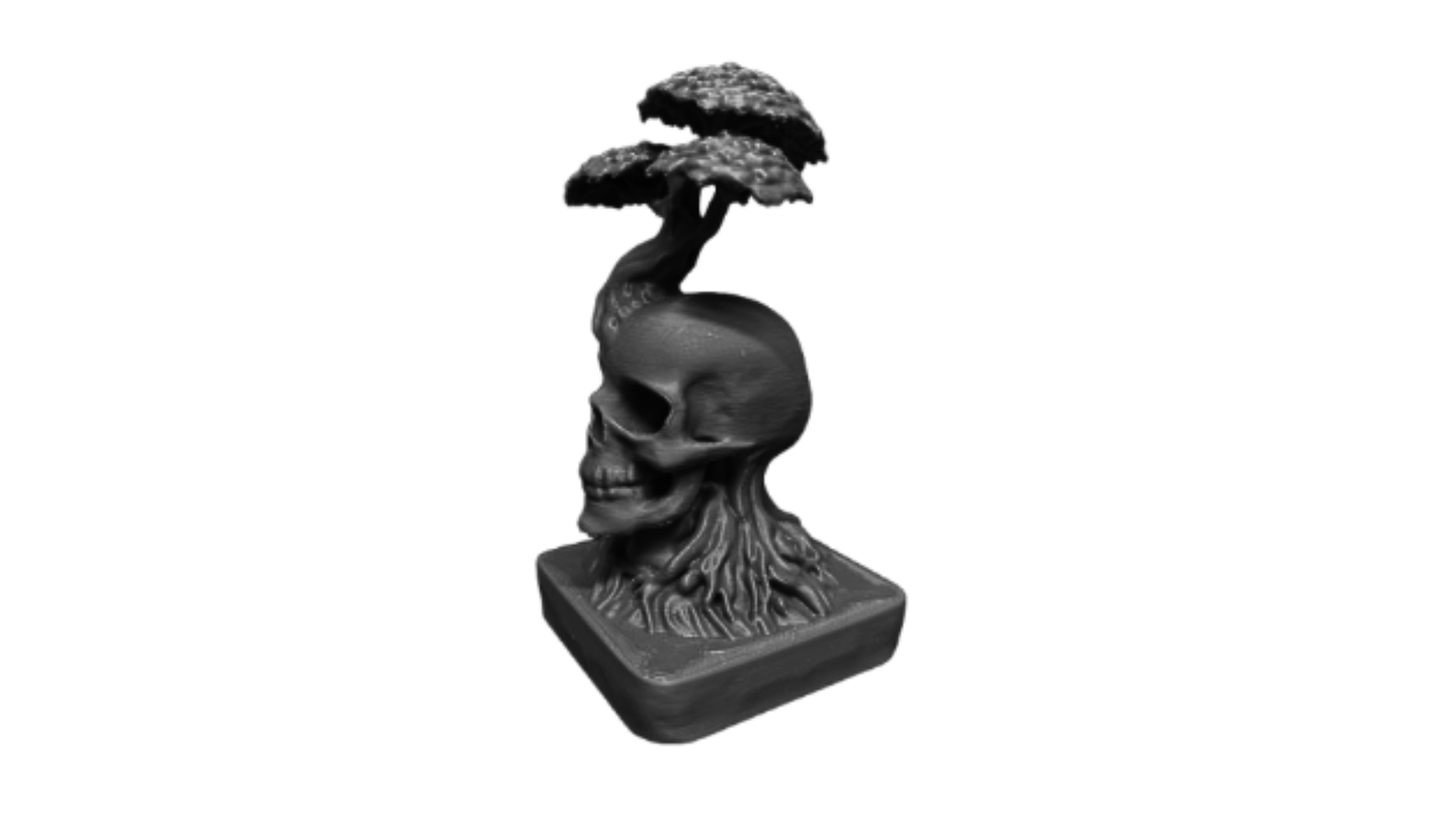 Tree Of Life On Skull Symbolic 3D Sculpture