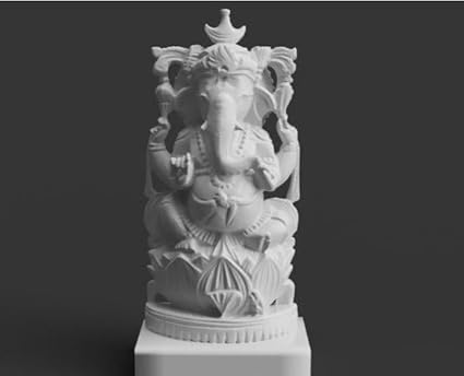 Ganesh on Lotus with Crescent moon Crown - Celestial Crafts